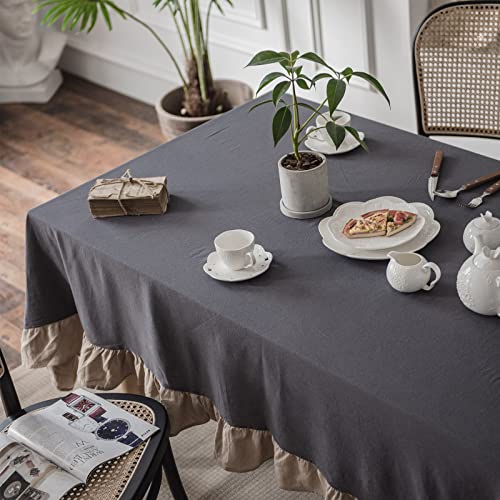 Mixxar Farmhouse Style Cotton Linen Tablecloth, Rustic Rectangle Table Cloth, Indoor Outdoor Party Table Decor, Kitchen Restaurant, Picnic Cover Cloth (Grey, 39.3”X55.1”) #TOP2