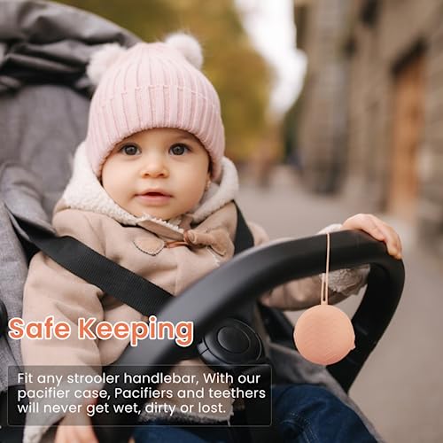 Image of SNOWIE SOFT Portable Baby Pacifier Holder Case with Handstrap, BFA Free Silicone Pouch Pacifier Case Organizer Storage Bag, Travel Pacifier Storage Pouch Waterproof Dustproof Baby Pacifiers Newborn