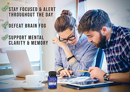 NeuroDrive Premium Brain Health and Focus Supplement, Memory and Mental Clarity Support - Natural Nootropic Brain Function Supplements - Help Boost Concentration and Alertness - Mental Energy Booster