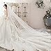 NCDIMS Newdeve Wedding Veils Cathedral Length 2 Tier Long Sequins Lace Edge Blusher with Comb 196