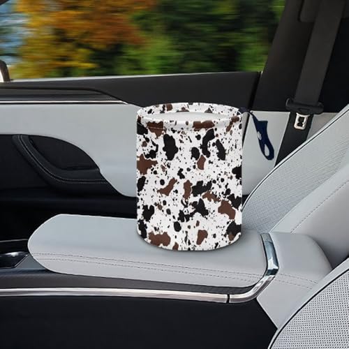 Image of Brown Cow Car Garbage Can Mini Car Trash Bin Hanging Headrest with Adjustable Buttons Multipurpose Car Organizer