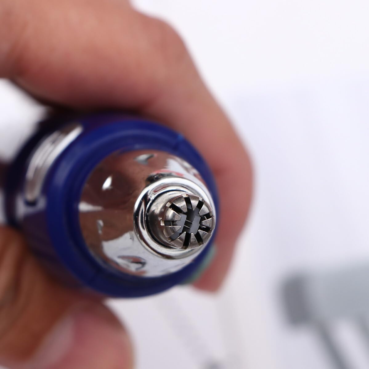 Electric Ear Nose Hair Trimmer Rotary System Safe Facial Hair Shaver for Men Women Eyebrow Shaping Device Skin-Friendly Cone Head Blue Without Battery