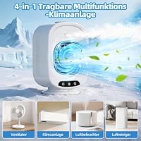 Mobile Klimaanlage, Mini Luftkühler mit 300mL Wassertank, 3 Geschwindigkeiten, 2 Sprühmodus, Mobil Klimagerät USB, Klimaanlage mobil für Büro, Schlafzimmer, Camping (Weiß) – Ansicht 5