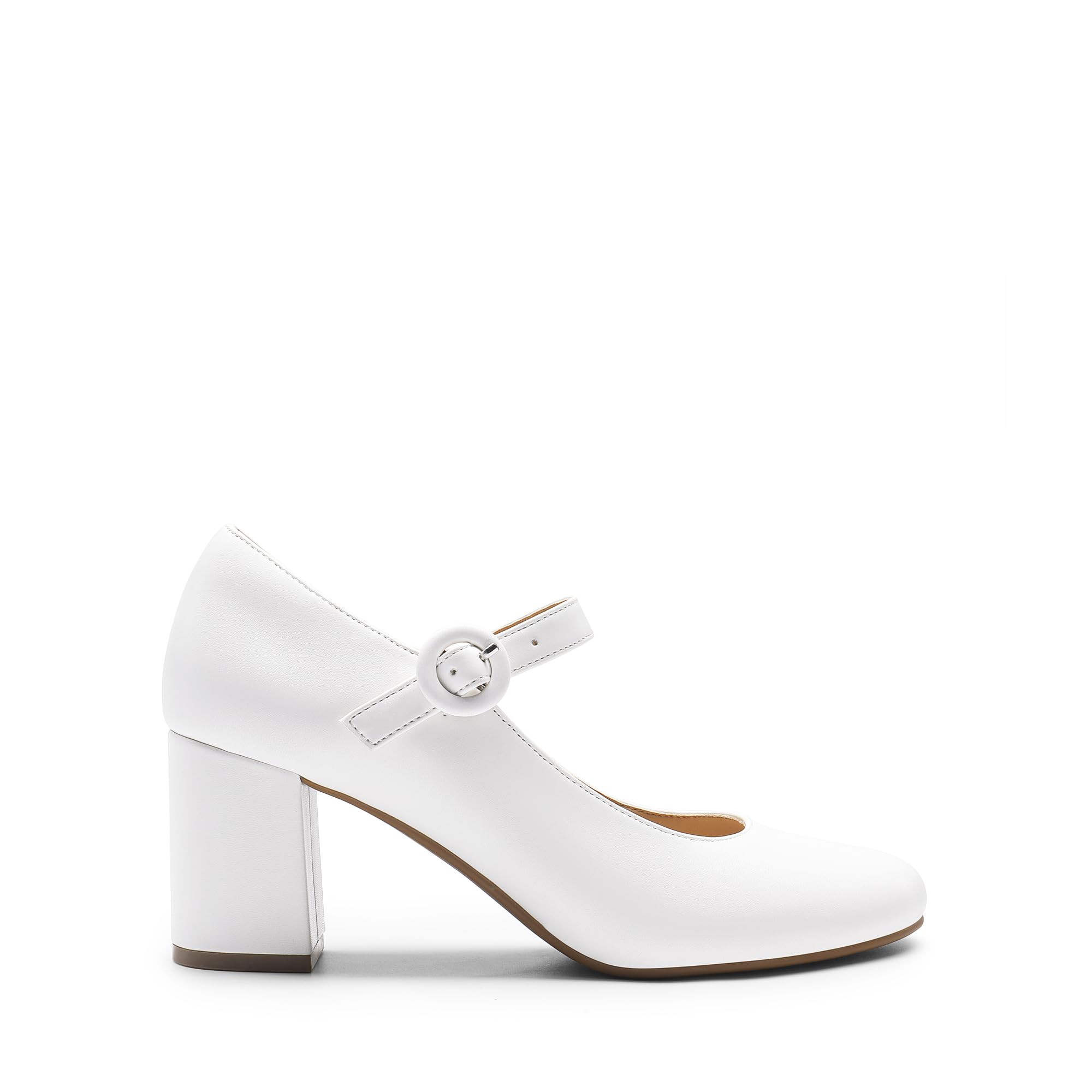 DREAM PAIRS Mary Jane - Scarpe da donna con tacco grosso, 7 cm, punta rotonda, vintage, per ufficio, lavoro, comode, con tacco basso