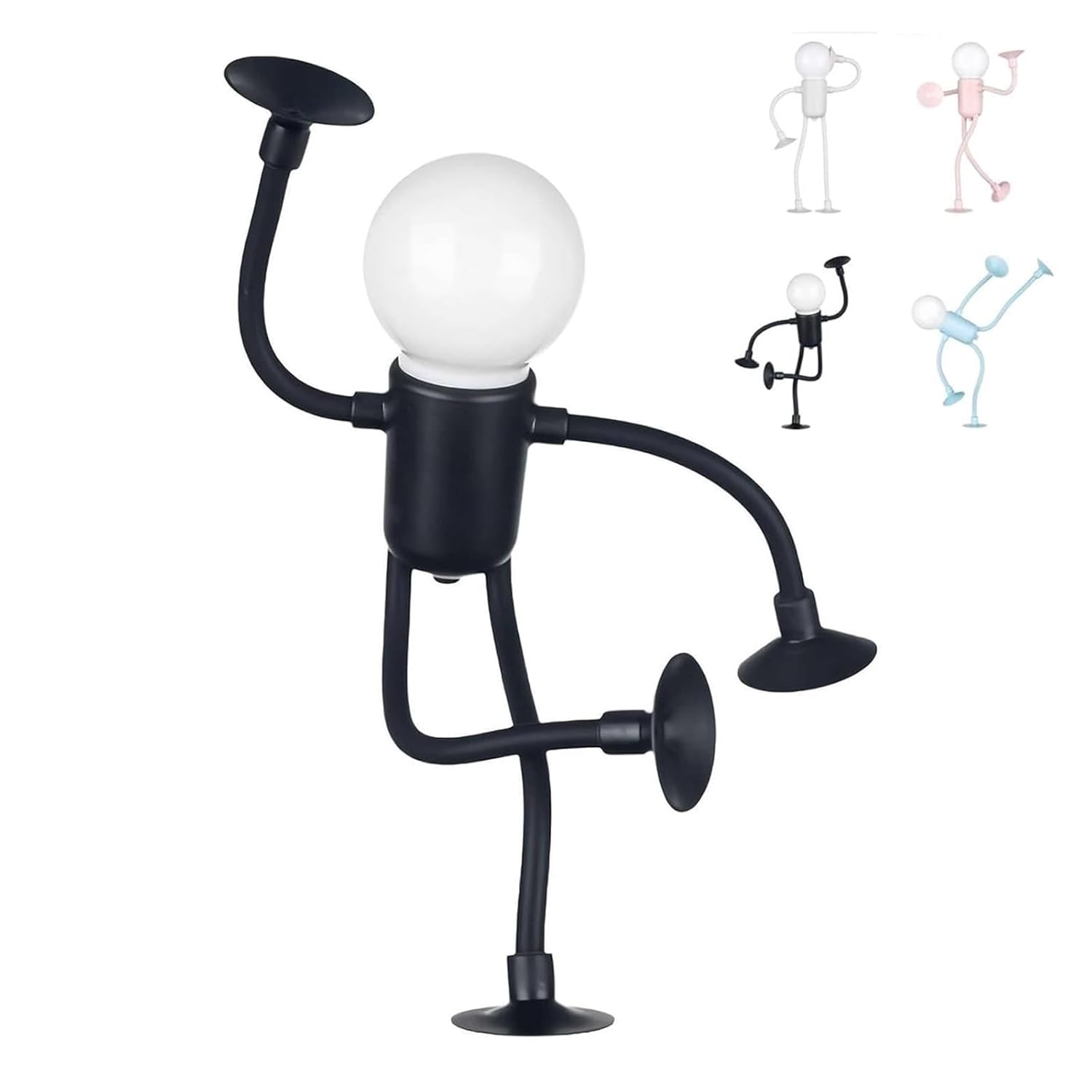 Changeable Shape Funny Sportsman Night Light Suction Cup Bendable Night Light for Bedroom Bathroom Corridor Kitchen Black