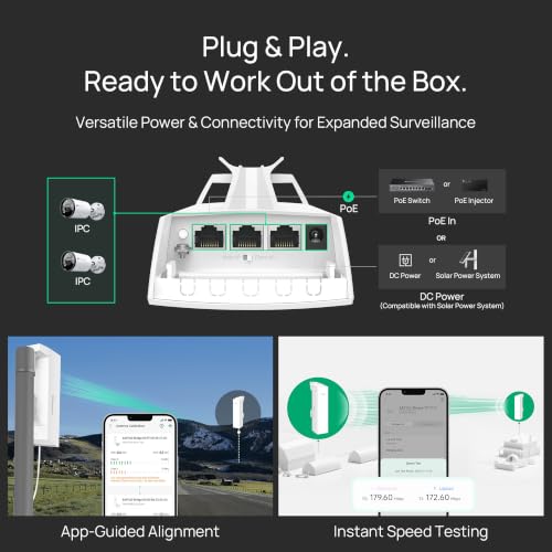 Image of TP-Link Omada Point to Point Wireless Bridge Outdoor - 2.4GHz, 300Mbps, PtP&PtMP, 1600ft Range, 3 Ports Each, PoE or DC Powered, IP65 Weatherproof, Preconfigured, Plug&Play (EAP100-Bridge KIT)