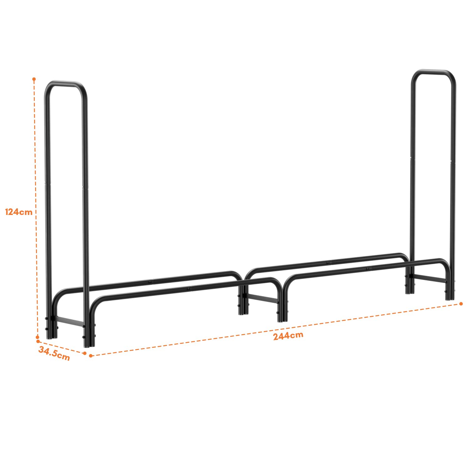 Daromigo Kaminholzregal Metall 244x34.5x124cm Brennholzregal mit Schutzhülle Stahlrahmen Pulverbeschichtet Kaminholzunterstand 300kg Wasserdicht Holzlager für Terrasse Garten