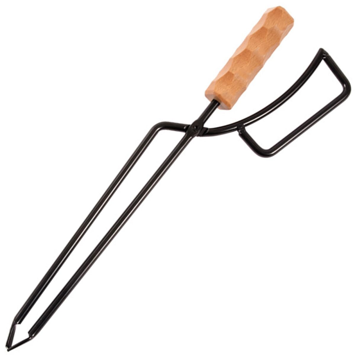 KICHOUSE Pinza per Barbecue in Ferro e Legno Manici Spessi, Pinza Allungata per Carbonella per Campeggio e Picnic, Resistente e Antiscottatura