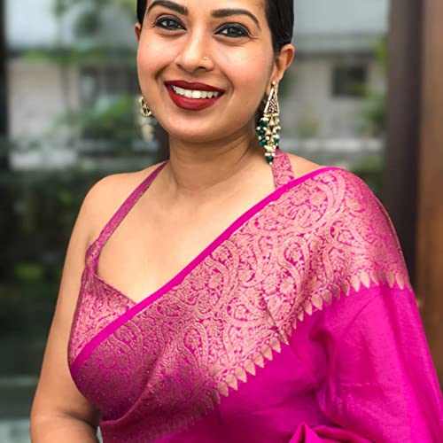 Image of Avantika Fashion Woven Kanjivaram Soft Lichi Silk Embellished Banarasi Saree With Blouse Piece For Women