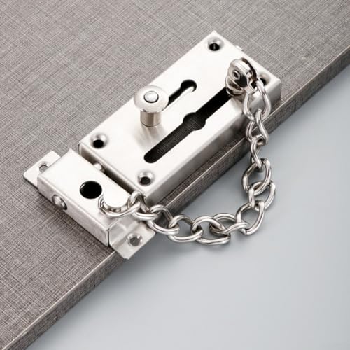 Eawfgtuw Catena di sicurezza per porte in acciaio inox resistente con bullone di bloccaggio, antifurto e chiusura di sicurezza per bambini, per ingresso frontale di residenziali, appartamenti e hotel