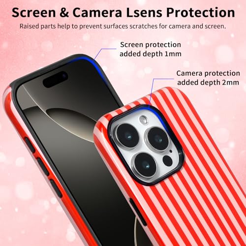 Coque iPhone 16 Pro rigide antichoc rose rouge en TPU et PC
