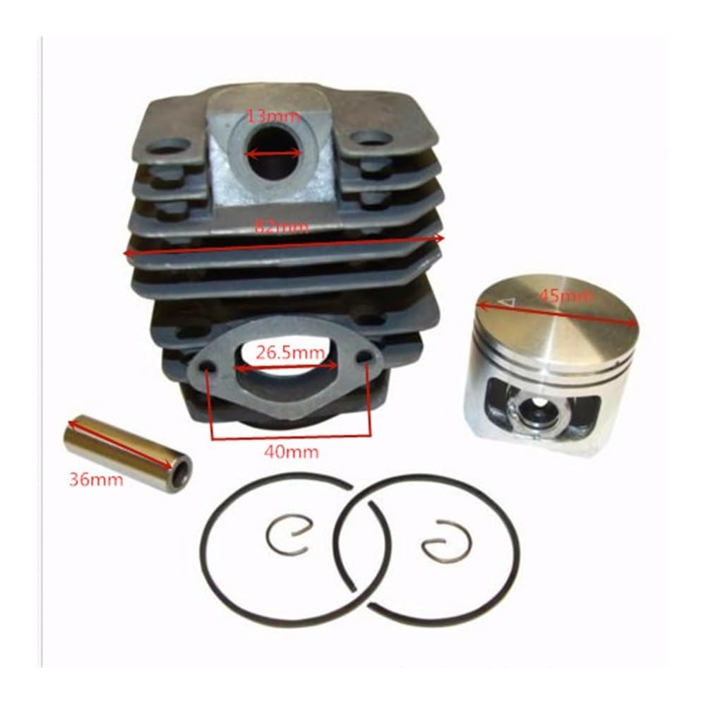Kit de pistón de Cilindro de Motor de 45 mm, Apto for Motosierra 5200 de 52 CC