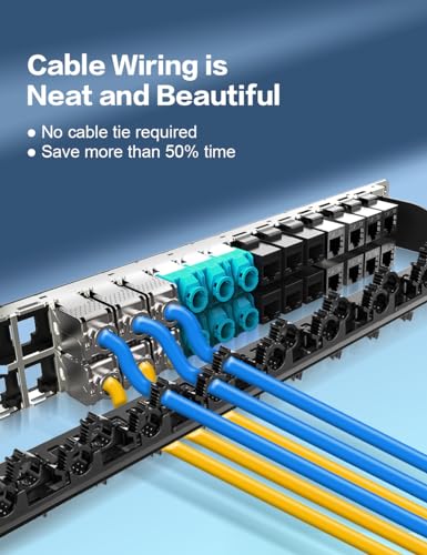Enmane 48Port Blank Keystone Rackmount & Wall Mount 1U 19-inch Network Patch Panel with Cable Management (No Cable Tie Required), RJ45 Keystone Gigabit Network