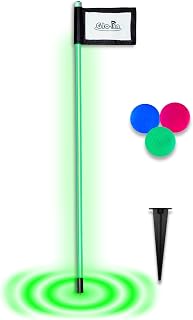 Glo-Pin 2.0 Light Up Golf Flagstick for Night Golf, Glow in The Dark Putting, Chipping, with Battery Powered LED, Bright Balls Included