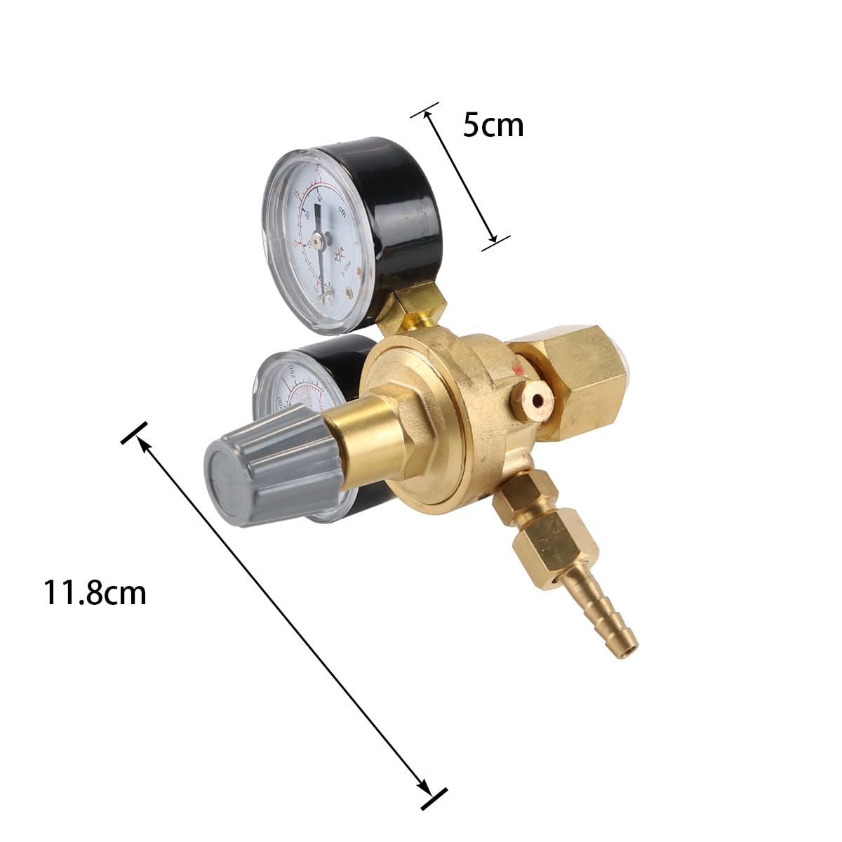 Całkowicie miedziany włoski styl mini regulator CO2 argonu W21.8 gwint jednostopniowy, dodatni wskaźnik ciśnienia