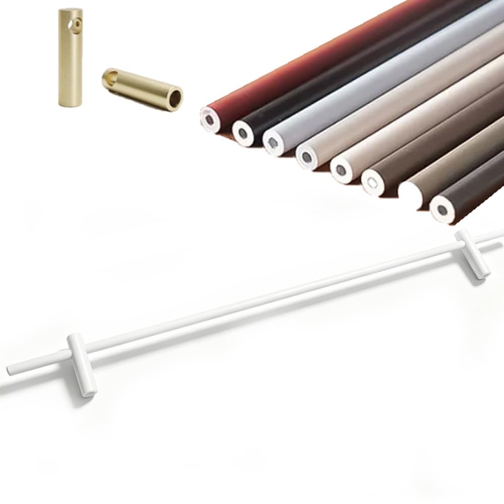 SVBVRFEEW Metal Shelf Guard Rail Decorative 8 16 24 32 40 48 In Shelf Tipping Guardrail Bar Aluminum Round Tube Wood Shelves Fence Gallery Rail For Shelves(White,90cm/35.4in)