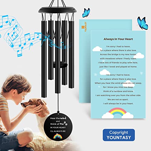 Yountasy Pet Memorial Wind Chime, Rainbow Bridge Pet Memorial Gifts, Pet Loss Gifts, Dog/Pet Memorial, Dog Remembrance Gift In Memory Of Dog Passing Away, 35", Pet Loss Sympathy/Memorial Gifts #TOP2