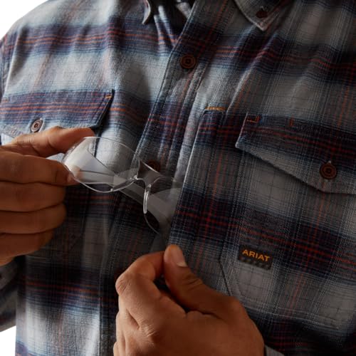 Image of ARIAT Men Rebar Flannel DuraStretch Work Shirt Orion Blue