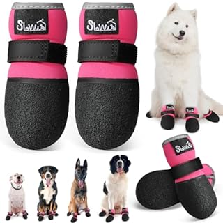 SlowTon Dog Shoes - Breathable Dog Sock Boots for Summer Hot Pavement Hardwood Floors Winter Snow, Waterproof Booties for Small Medium Large Dogs, Non-Slip Paw Protector for Outdoor Walking (FU, 3)