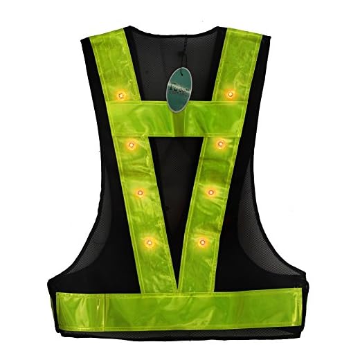 Fuloon 16 LED Light Up Safety Vest with Reflective Vest (Black with Green)