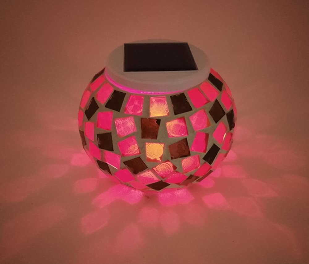 Luce Solare A Mosaico Con Sfera In Cristallo – Cambia Colore (bianco/multicolore) – Impermeabile, Ricaricabile – Per Giardino, Patio, Camera Da Letto
