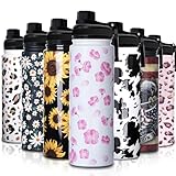 Cherry Blossom Sports Water Bottle - 24oz Double Wall Insulated Stainless Steel, BPA-Free, Leak-Proof, and Lightweight for Hiking, Running, Gym, and Travel