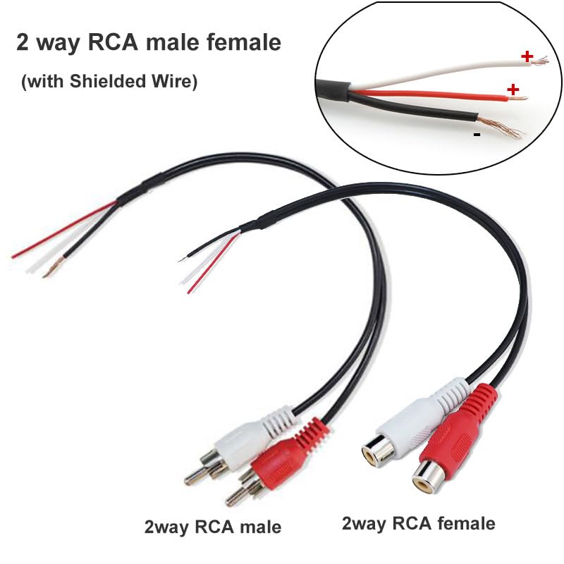 Wiring Connecting Terminals 50pcs 15cm Car Connector Dual for RCA Female Male Audio Cable Extension Av Single Single Video Plug Stereo Extension Wire for DIY Tools - (Color: for RCA Female)