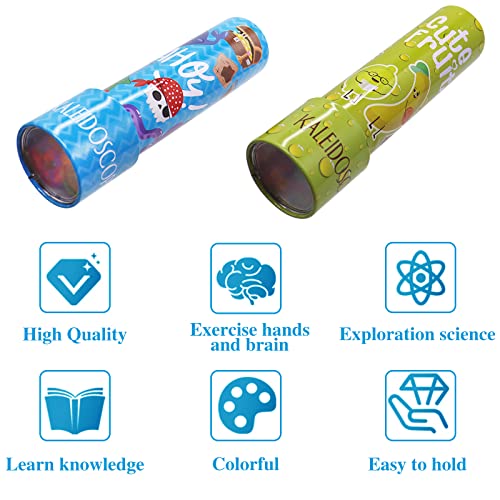 Juuxncgv 2Pcs Classic Tin Kaleidoscope,Retro Toys,Educational Kaleidoscope Toy With Metal Body For Boys,Girls,Goodie Bag Stuffers,Birthday, (Yellow And Blue) #TOP2