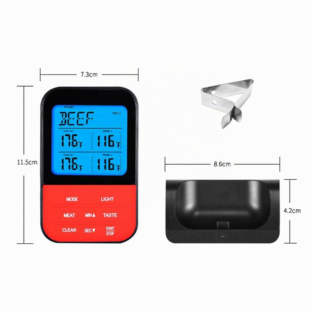 Termometro digitale a doppia sonda Indicatore di temperatura programmabile senza fili Termometro per barbecue da cucina impermeabile