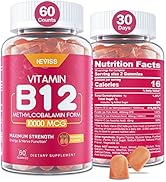 Vitamin B12 10000 mcg (Methyl B12) Gummies with Vitamin D3, B9 Vitamin Folate, Vitamin C, for Ene...