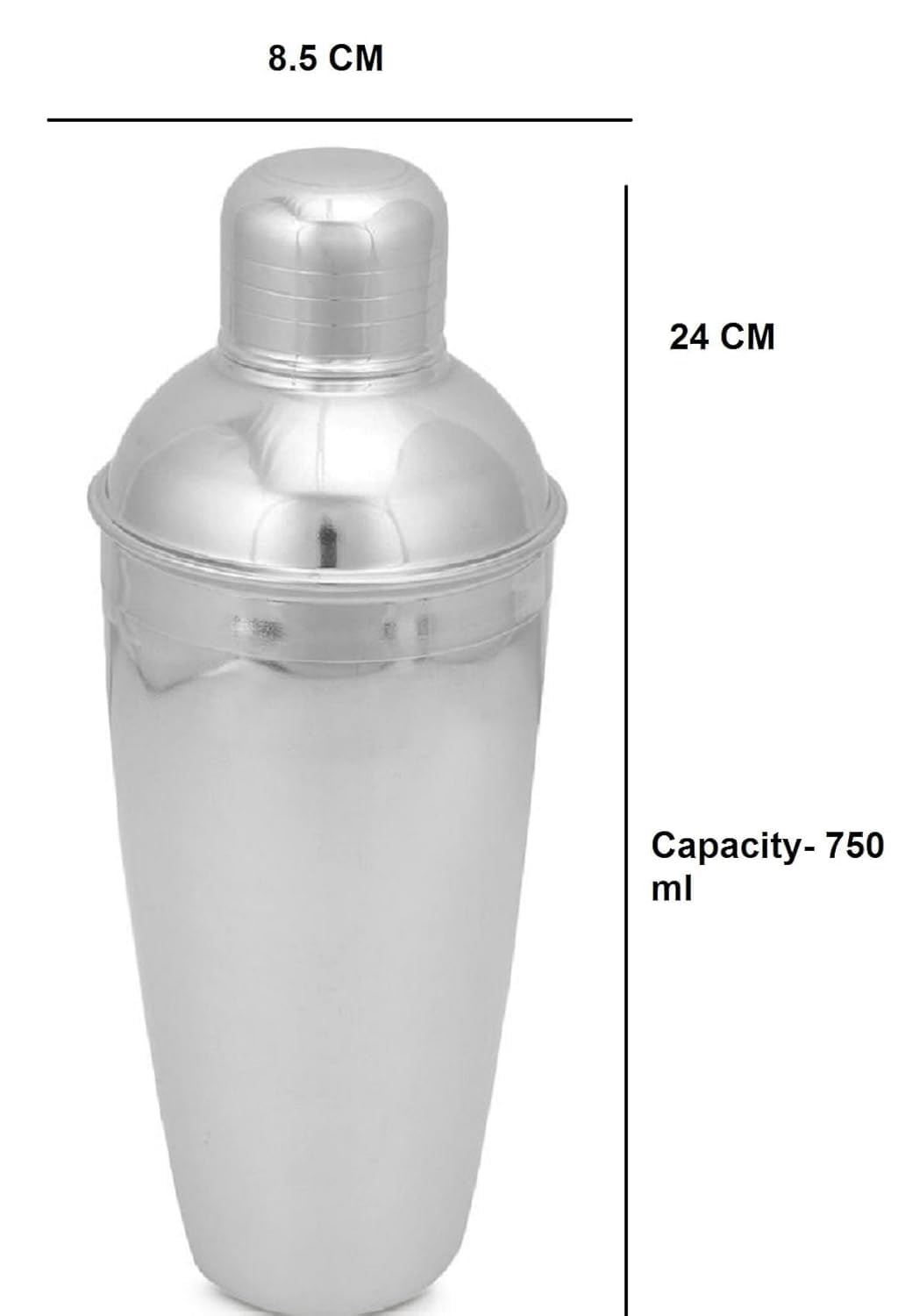 Steelish Stainless Steel Cocktail Shaker with Strainer | Wine Shaker | Mocktail Juices Mixing | Serving Wine | Bar Shaker (750 ml) - Image 2 thumbnail