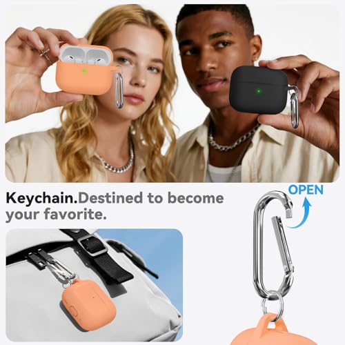 Image of Ljusmicker for AirPods Pro 3 Case 2025 with Cleaner Kit,Soft Silicone Protective Cover for Apple AirPods Pro 3rd Generation Cases for Women Men,for AirPod Pro 3 Cover with Keychain-Salmon