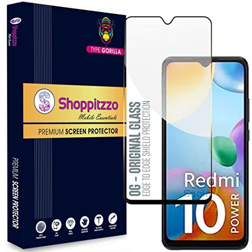 Image of Military Grade-Gorilla Tempered Glass Screen Protector-with 100% Fingerprint Sensor Working-Edge to Edge Full Screen Coverage-9H Hardness-With Easy Installation Kit-Black(Pack Of 1)-Compatible With Redmi 12C|10 Power|10|10C|11A|Poco C55 (6.7 Inch)