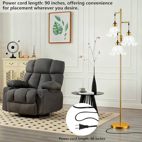 Image of Lightdot 67IN 3-Light Flower Floor Lamp for Living Room, Dimmable Gold Tree Floor Lamps with Acrylic Shade for Wedding /Party, Floral Tall Lamp for Bedroom /Sofa Beside /Corner Decor(Bulb Included)