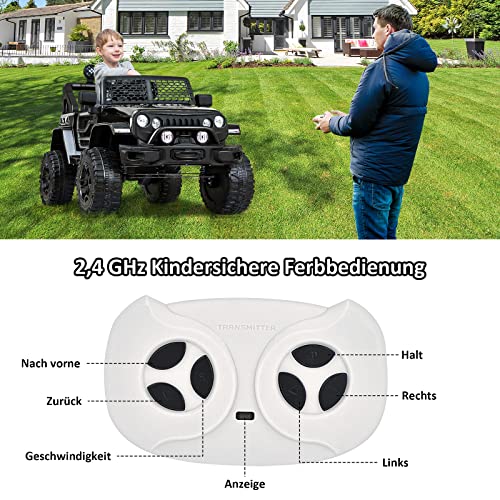 Kinder Elektroauto, 2 Sitze für Kinder mit 2,4G-Fernbedienung, 2 Gangs-Weicher Start-Elektroauto with Hupe, Vorderlicht… – Bild 5