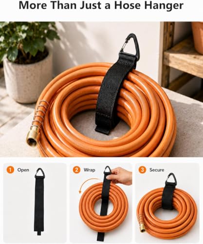 Image of Hose Hanger, Hose Holder Wall Mount Heavy Duty Organizer for Garden Hoses Metal Hook Outdoor Rack for Water Hoses, 3 Pack