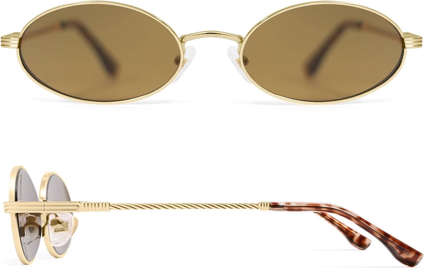 Retro Oval Cat Eye Sunglasses for Women Y2k Trendy Narrow 90s Sunnies Designer Sun Glasses AP3721 - Image 5