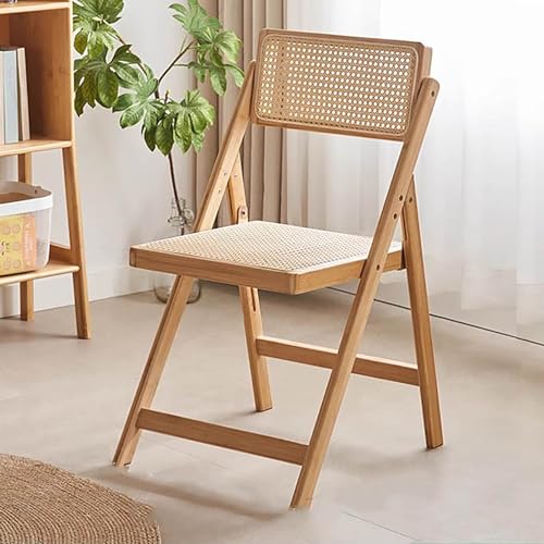 Sillas plegables de ratán de bambú de mediados de siglo, sillas de comedor portátiles para interiores, sillas de comedor para invitados, pícnic, camping, silla de salón para cocina, oficina, 45 x 54 x