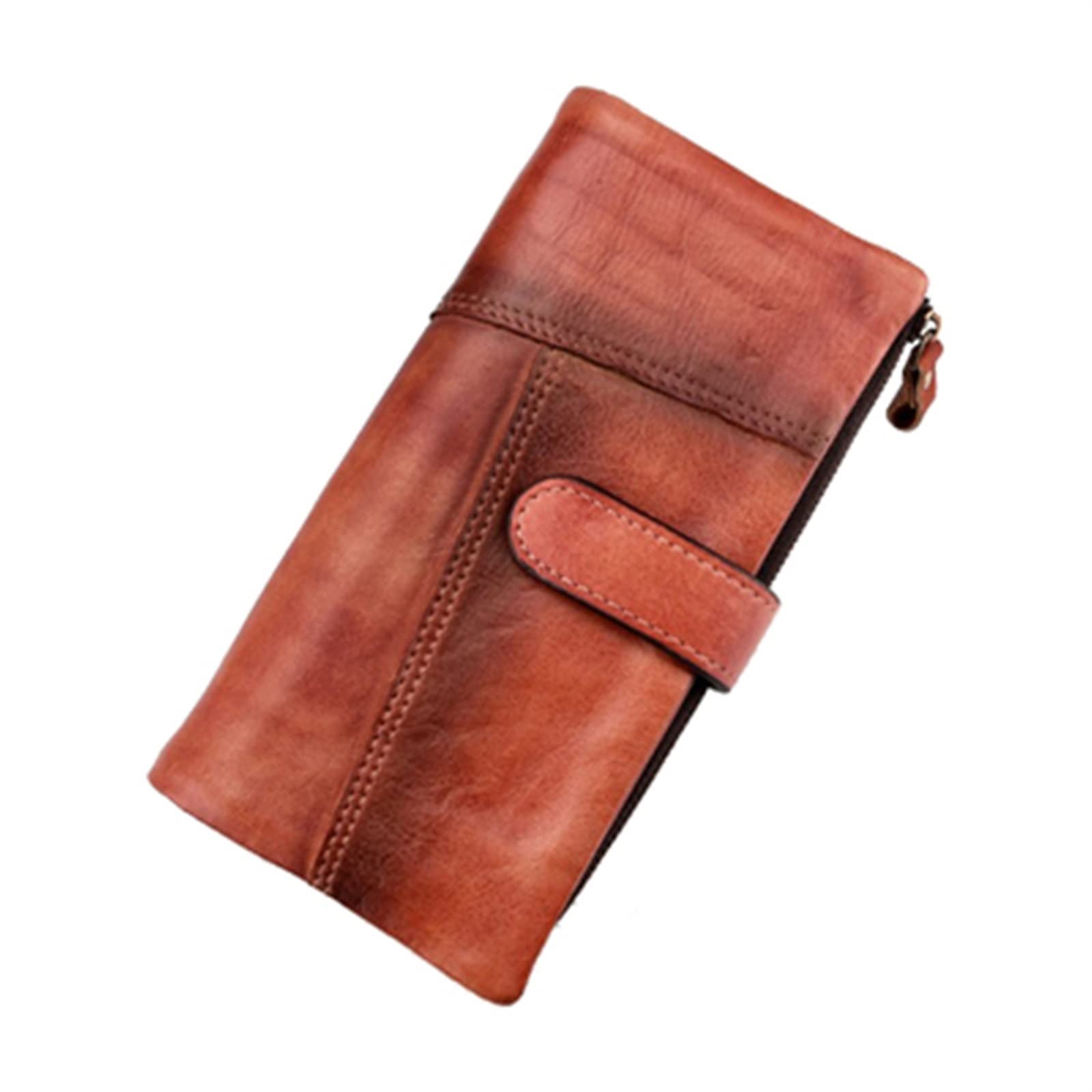 Amazon.com: YQBUER Vintage Genuine Leather Long Wallet Men Women