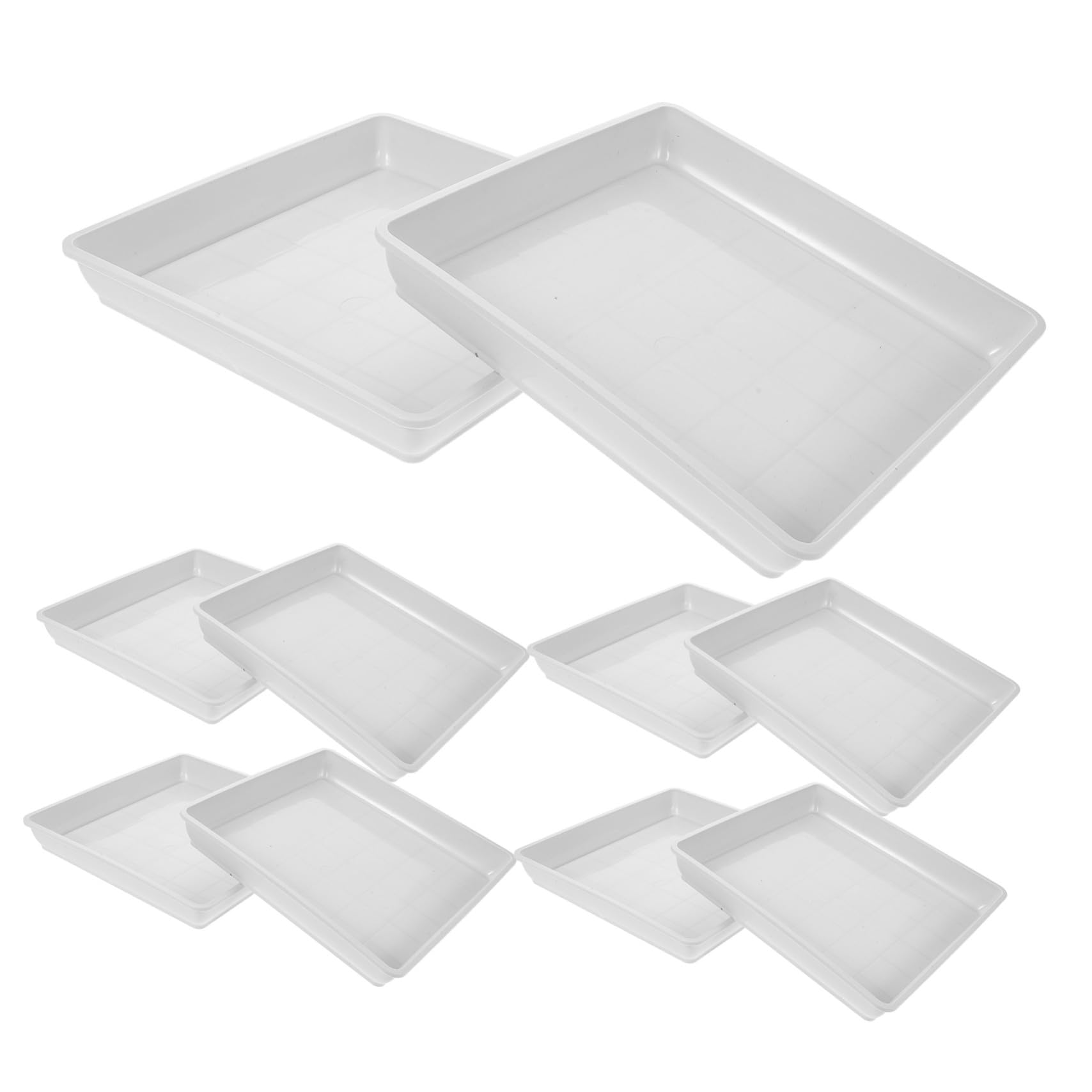 Soucoupes carrées pour plantes SHINEOFI : lot de 10 bacs plastique