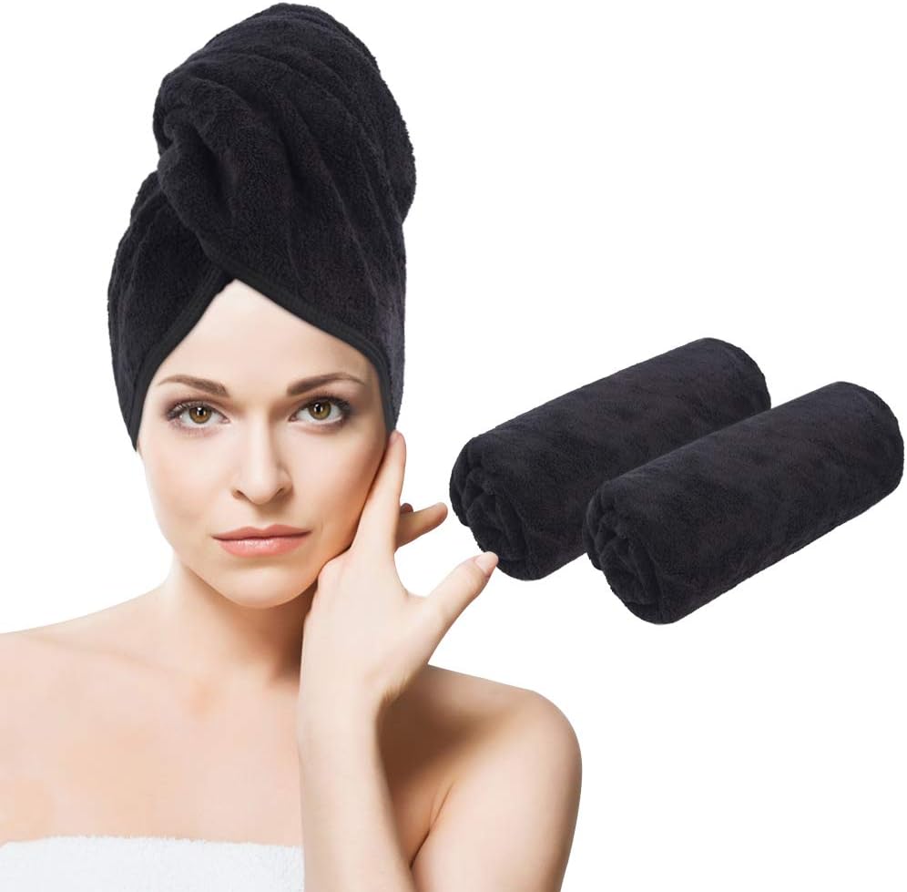SUNLAND Microfiber Hair Towel, Perfect for Curly, Long & Thick Hair, Super Absorbent, Quick Drying Band, Anti-Hair Dry,20 x 40 Inch (50.8 x 101.6 cm)