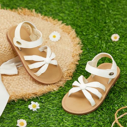 Image of Felix & Flora Toddler Girl Sandals - Flower Girl Dress Shoes Open Toe Little Kid Flats