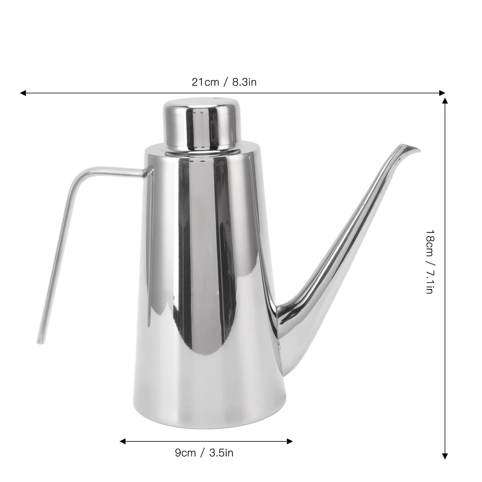 Bottiglia di Olio in Acciaio Inossidabile 850ml Contenitore per Dispenser di Salsa di Aceto di Olio D'oliva Bocca Lunga Teiera Bollitore per Condimento Filtraggio di Residui di Olio Può