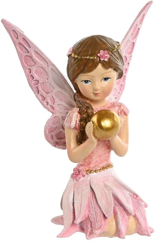 Figurine décorative Fée Rose 7,5 x 6,5 x 11 cm