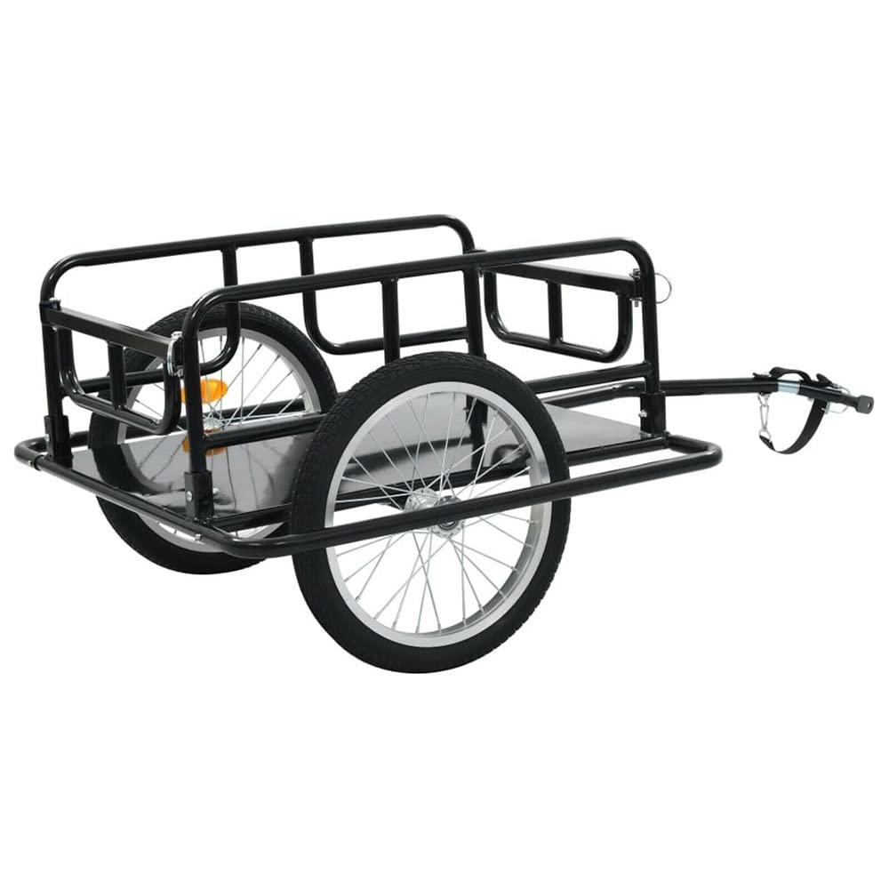 Buy Foldable Cargo Bike Trailer Bicycle Cart Wagon Trailer w/Hitch, 110lbs Max Load Steel Frame