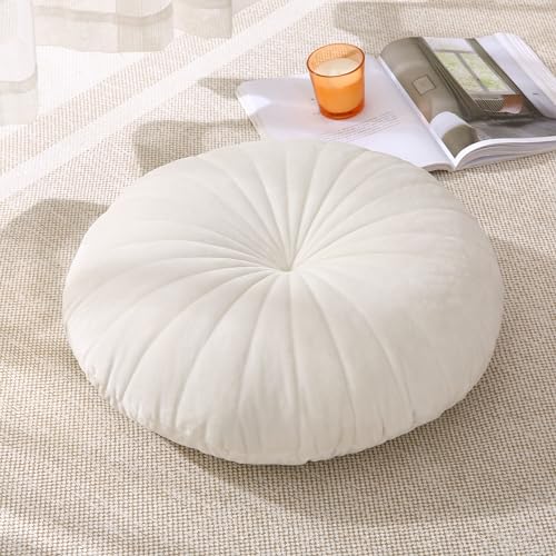MolynnChic Floor Pillow Meditationskissen Rund Groß Bodenkissen Sitzkissen Für Erwachsene, Samt Dicke Bodenkissen Für Yoga Wohnzimmer Balkon Outdoor Tatami 40cm (beige)
