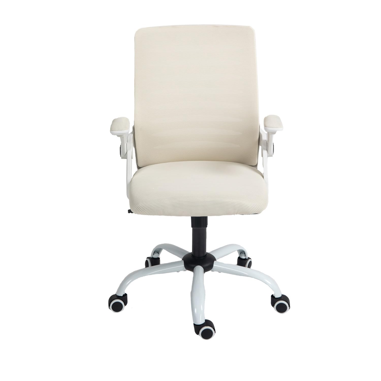 Panana Mid-Back Mesh Back Office Chair Swivel Desk Chair Fabric Seat with Flip-UP Padded Armrest (Beige)