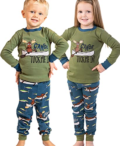 Lazy One Warm Long-Sleeve PJ Sets for Girls and Boys, Cozy, Comfy, Funny Kids' Pajama Sets, Animal, Bear & Moose3