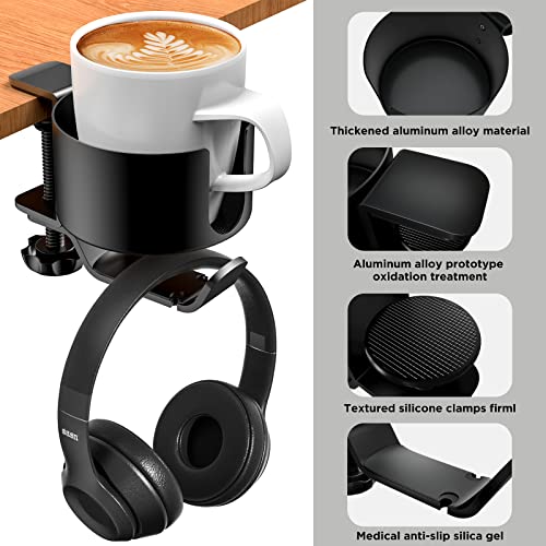 Desk Cup Holder, OOKUU 2 in 1 Desk Cup Holder with Headphone Hanger
