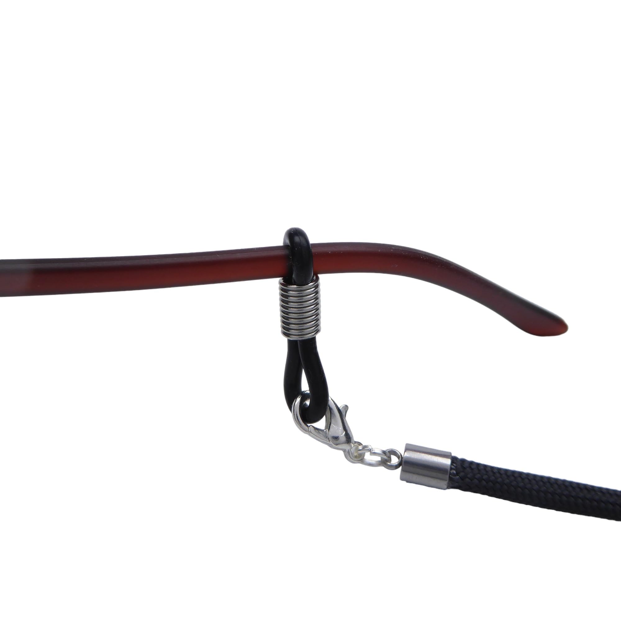 Hawhy Handgemachtes Brillenband aus Paracord für Lesebrillen und Sonnenbrillen, Schwarz - Inkl. 4 Ersatz Brillenschlaufen